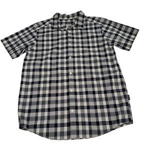 Patagonia S/S Button Up Shirt Mens Large Blue Plaid Organic Cotton Casual Hiking